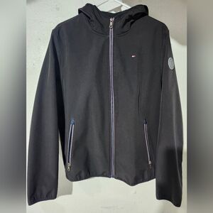 Tommy Hilfiger Black Zip Jacket.‎ Size Small. Side arm patch, classic detailing